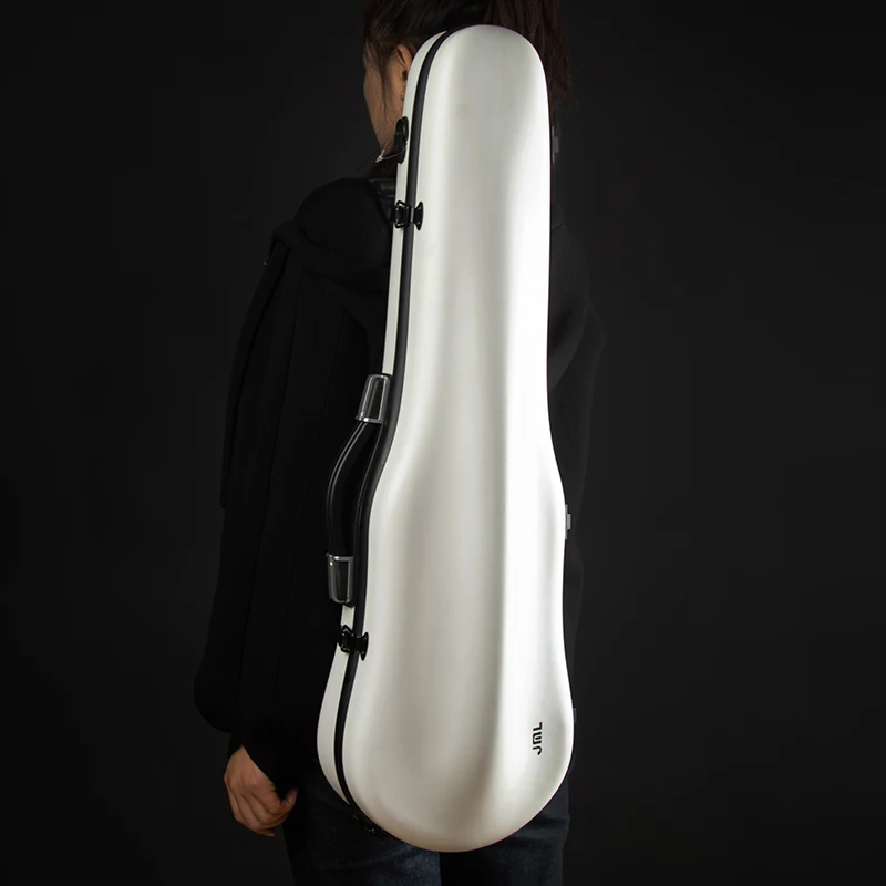 Fashion Style Violin Case Pearl White 4/4-3/4 Size Ultralight Hybrid Carbon Fiber Hard Case with Removable Neck Pad Extra Bag