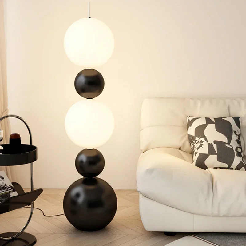 Nordic Black  White Gourd Floor Lamp for Bedroom Living Room Next To The High-end Vertical Atmosphere Lamp LED Warm Light