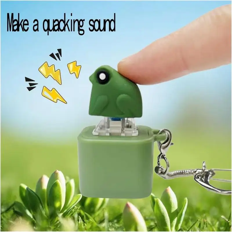Frog Croaking Fidget Toy Keychain With Colorful Lights Stress Reliever Anxiety Sensory Fun Animal Sound Button Toy