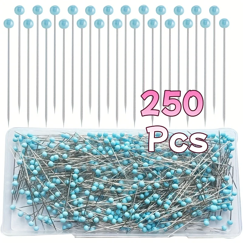 

Peacock Blue Glass Ball Head Quilting Needles |Stainless Steel Straight Pins for Sewing and Crafts Multi-Pack with Storage Case