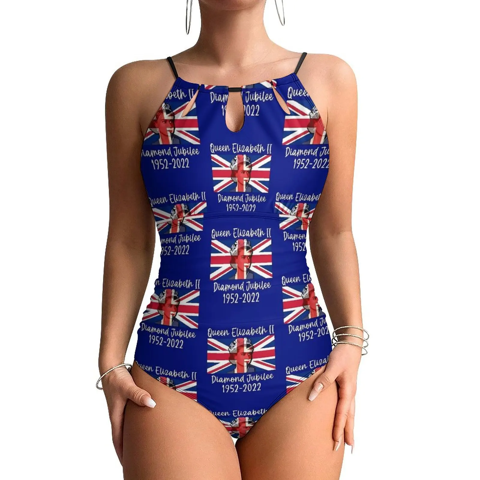 British Flag Swimsuit Queen Elizabeth I Push Up Swimwear One-Piece Fitness Monokini Swimsuits Design Beach Outfits Plus Size