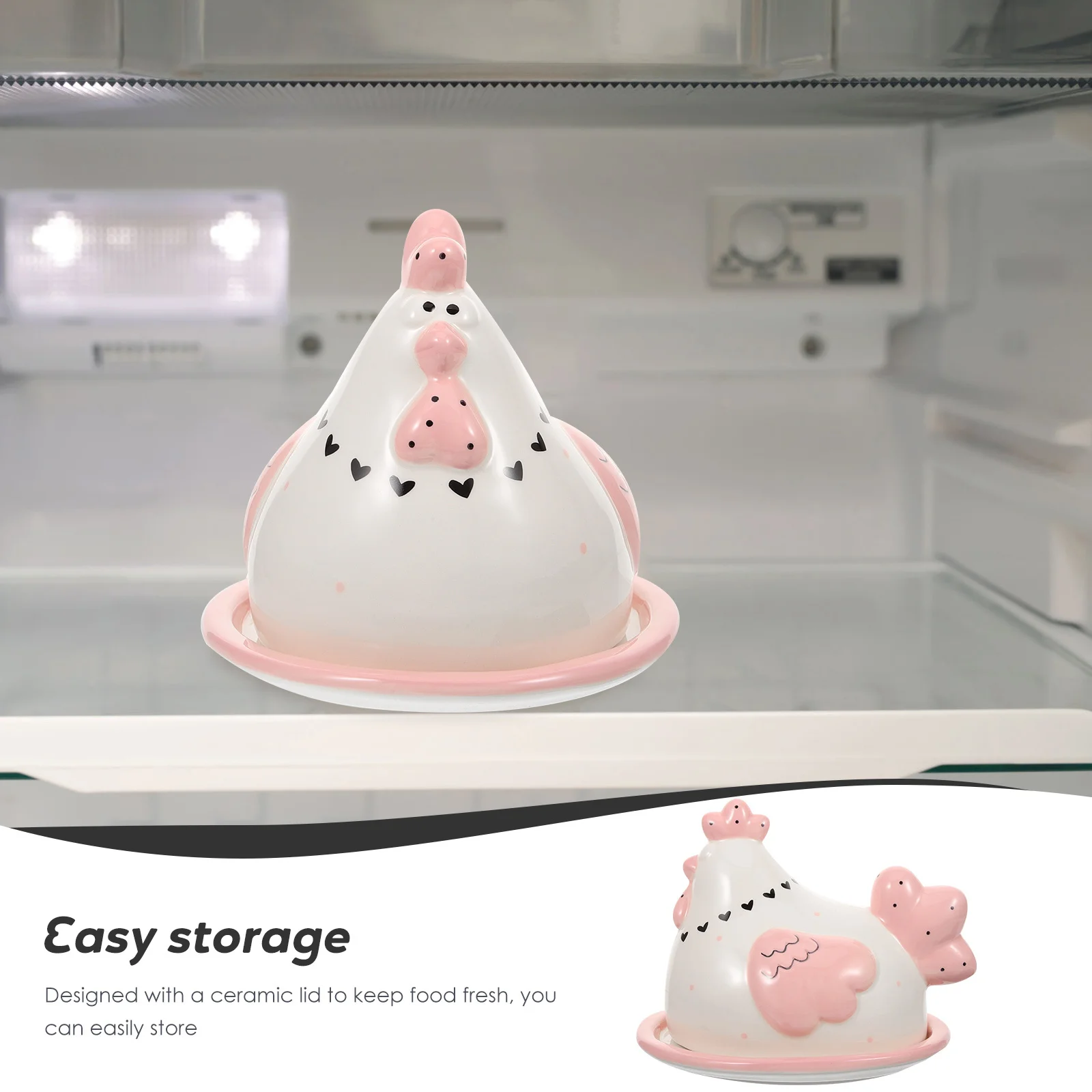 

1Set Adorable Chicken Lid Butter Dish Ceramic Household Kitchen Butter Tray Easy Clean Practical Gift Item