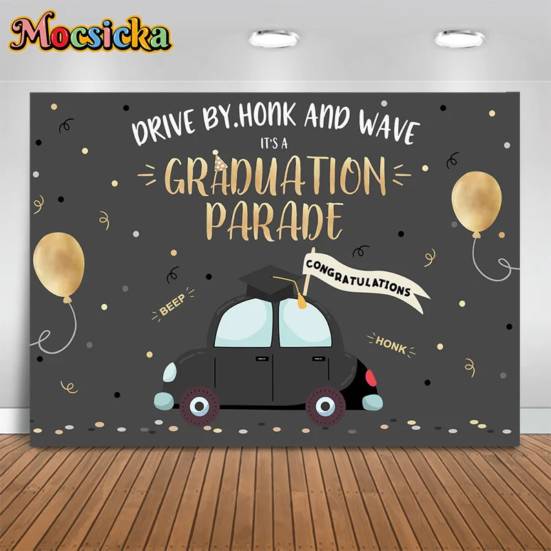 

Mocsicka Back to School Photography Backdrops Cars Bachelor Hat Balloon Backgrounds Holiday Birthday Party Kids Photo Studio