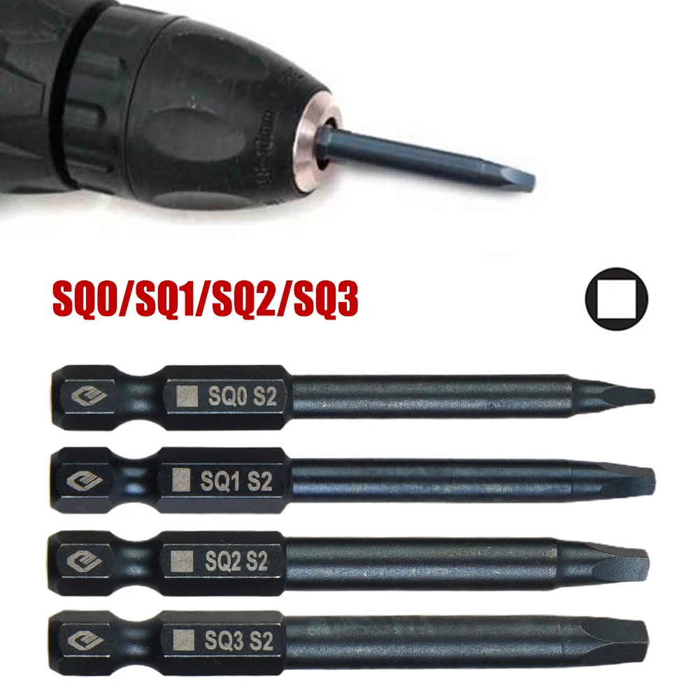 

4pcs 65mm SQ0 SQ1 SQ2 Square Screwdriver Bits Set 1/4Inch Shank Magnetic Screw Driver Electric Screwdriver Bits Hand Tool