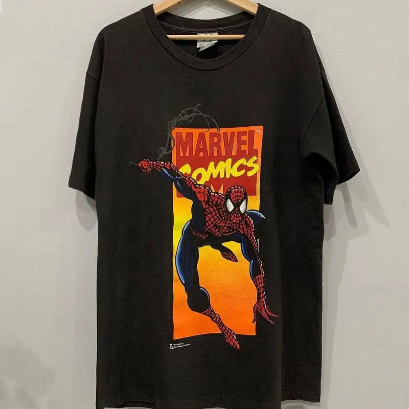 

Футболка с короткими рукавами «Человек-паук Мстители» Cec, модная брендовая хлопковая футболка с круглым вырезом в американском стиле ретро для мужчин и женщин, мужская одежда