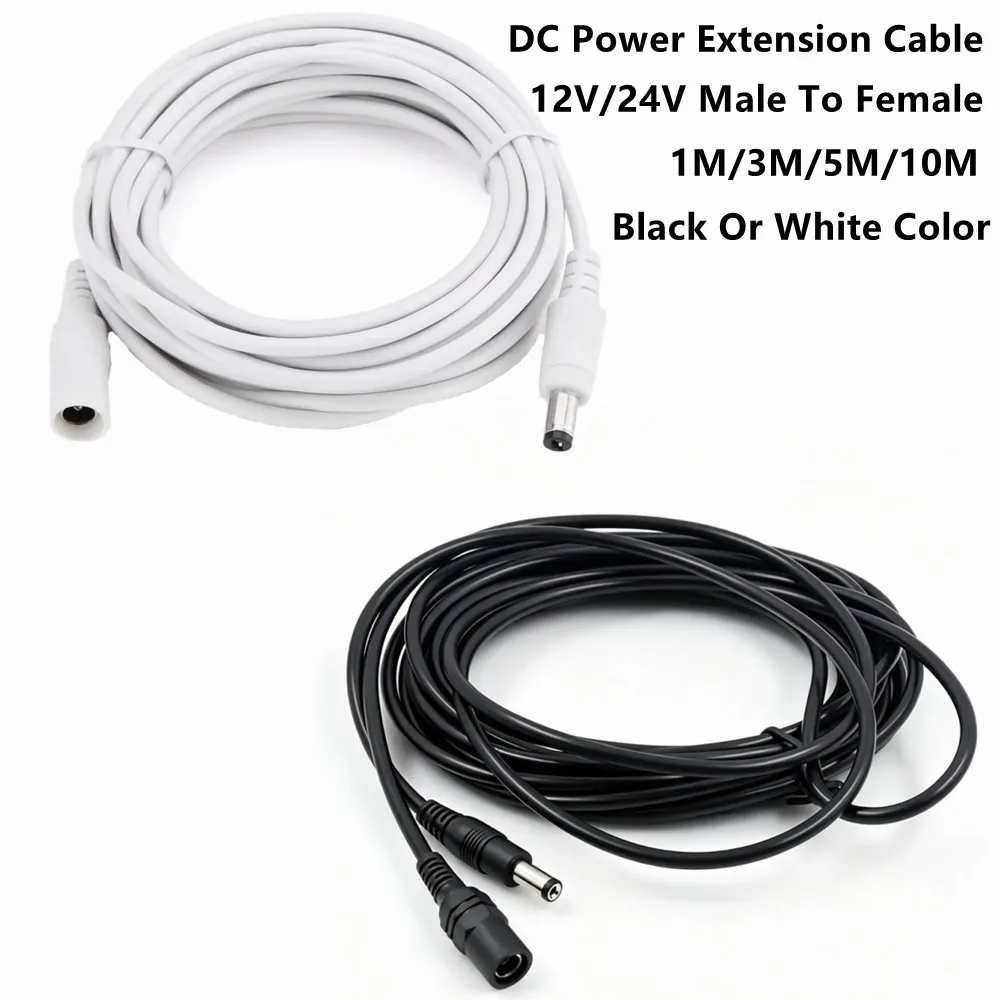 DC12V Power Extension Cable 5.5mm*2.1mm Connector Male To Female For LED Lamp CCTV Security Camera Power Cable Cord