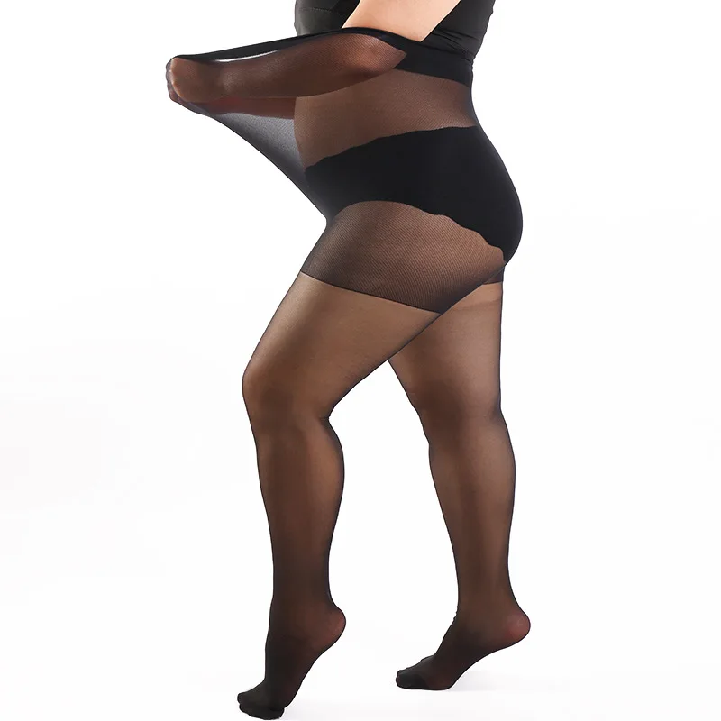 Damen Übergröße 20 Denier Transparente Strumpfhose mit Hoher Taille, Nylon-Strumpfhose, Superelastisch XL-4XL, Große Größen für Kräftige Damen bis 150kg/330lbs – Detail 15