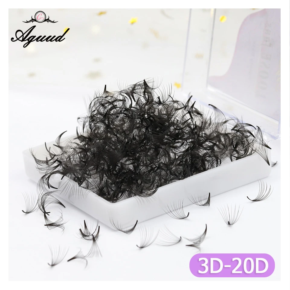 AGUUD Loose Fans Eyelash Extensions 3D 5D 20D Pointy Base Narrow Premade Lash Fans Matte Black Volume Promade Loose Fans Eyelash