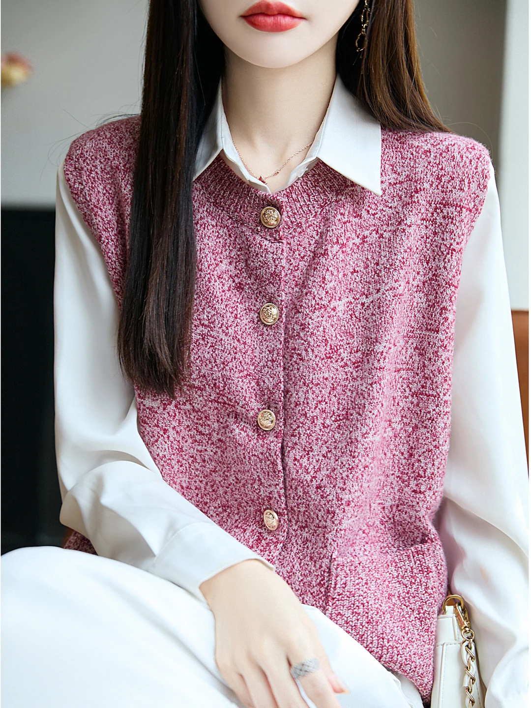 

Осень-зима круглый вязаный свитер Ne Svel женский свободный утягивающий хлопковый жилет с цветочным принтом майка трикотаж