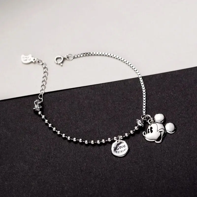 Simple Disney Mickey ผู้ชายและผู้หญิงแฟชั่นบุคลิกภาพน่ารักการ์ตูนสร้างสรรค์รูปแบบอเนกประสงค์ตกแต่งสร้อยข้อมือสร้อยคอ