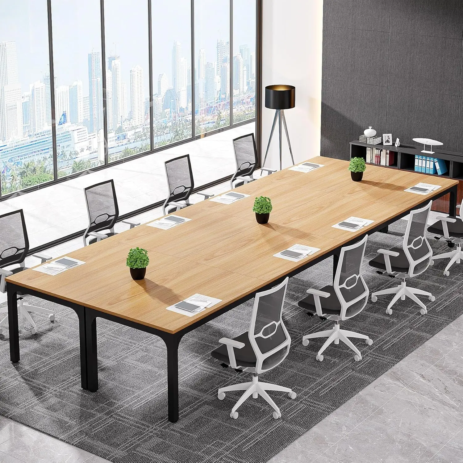 

19FT Conference Table,Large Rectangle Meeting Seminar Table for 16-22 Person,Long Business Tables (Only Table)