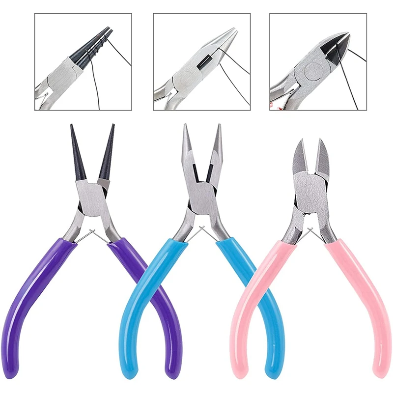 

Jewelry Pliers Set, 3 Pack Jewelry Making Tools Kit Round Nose Pliers,Needle Nose Pliers,Wire Cutters For Jewelry Making