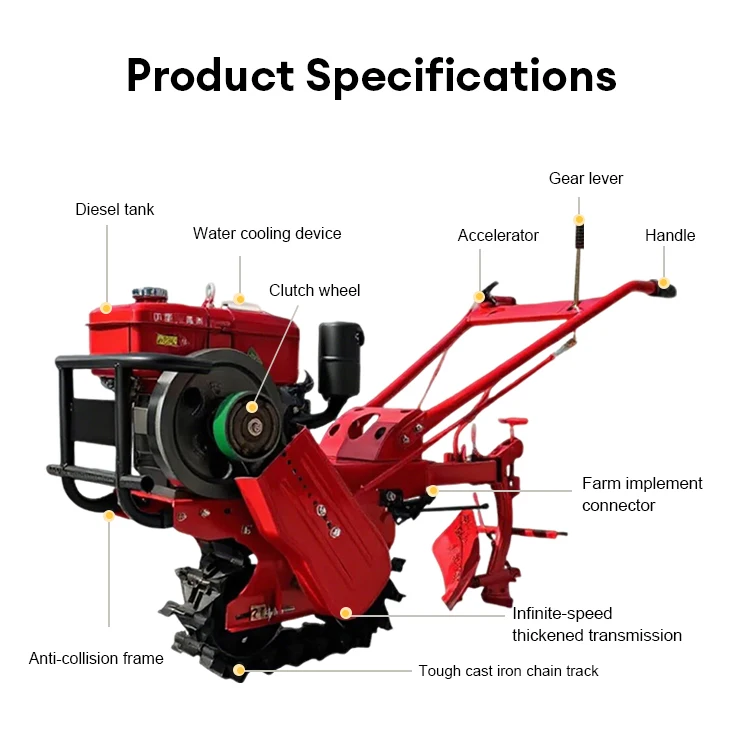 Agricultural Cultivator  Engine Chain Track Type Rotary Tiller Motocultor Micro Power Tiller With Low Price