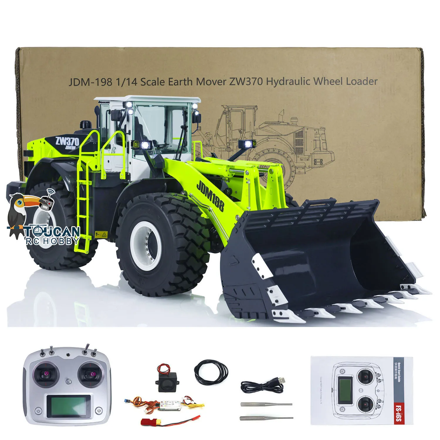 1/14 ZW370 Metal RC Hydraulic Loader JDM-198 Controlled Construction Truck 2-Speed Transmission Vehicle PNP Cars Toys for Boy