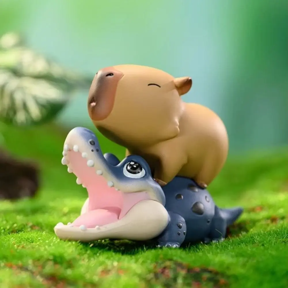 Riding Crocodiles Capybara Figure Toys Take Bath Riding Bird Simulation Capibara Model Stacked Cartoon Capybara Animals Figures