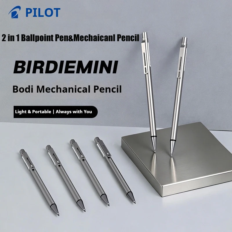 Pilot Birdie Mini Journaling Set,0.7mm Ballpoint &0.5mm Mechanical Pencil,Ultra-Slim Metal Duo for Planners&Travelers Notebooks
