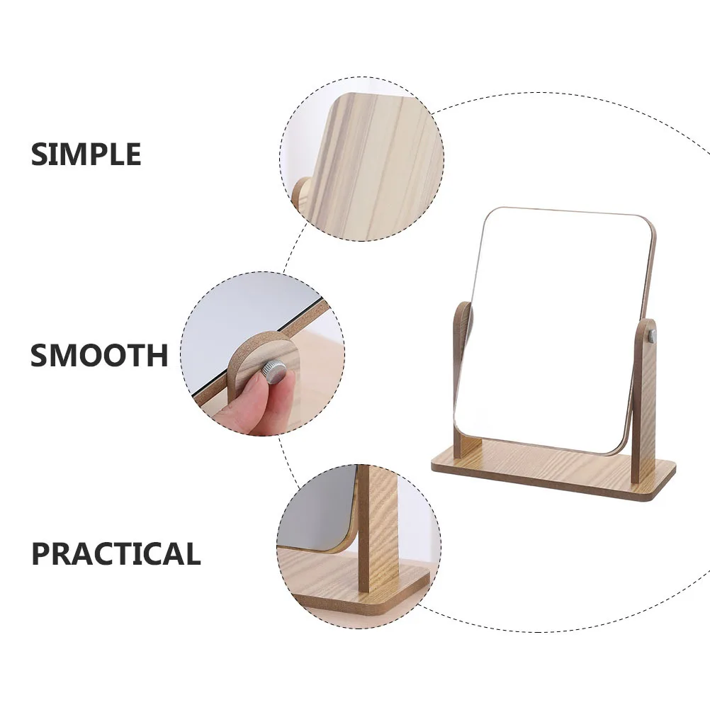

Wooden Rotating Vanity Mirror for Women Desktop Makeup Mirror Decorative Table Mirror Girl Bedroom Beauty Accessory
