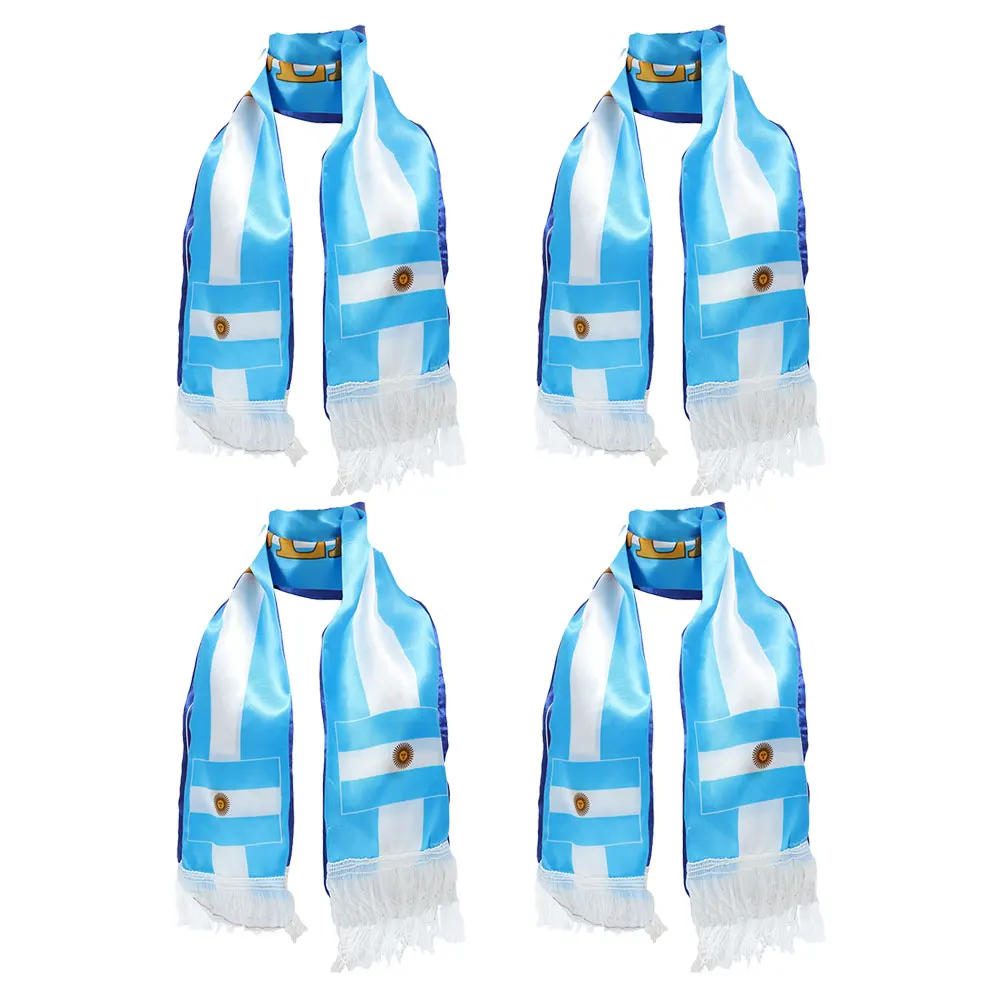 

4pcs Soccer Fan Scarf Knit Flag Traditional Football Team Sports Event Cheer Party Favors Camping Hiking Accessories