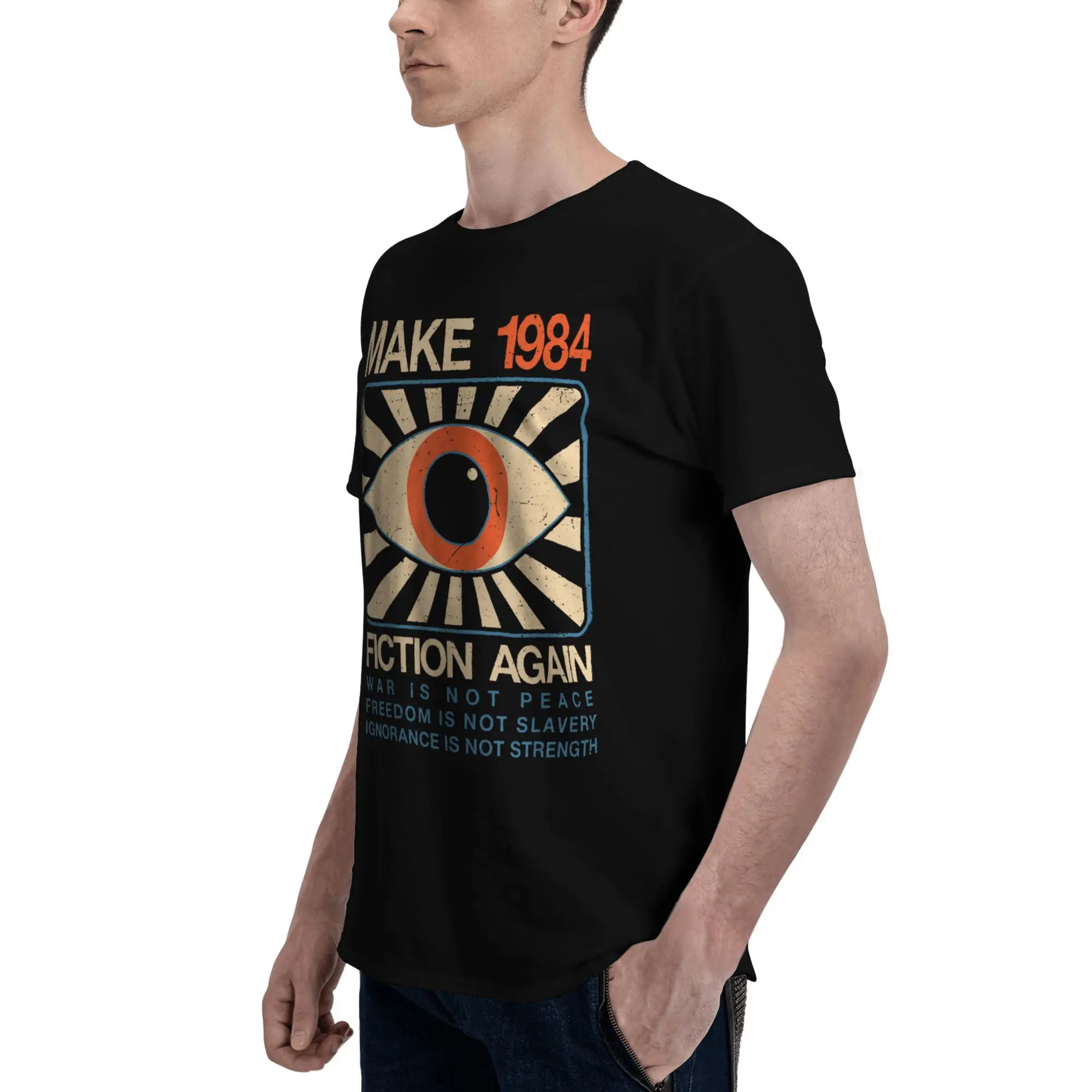 جعل 1984 الخيال مرة أخرى ديستوبيان الرجال تي شيرت 1984 جورج أورويل تي شيرت قصير الأكمام تي شيرت بياقة مستديرة ملابس قطنية