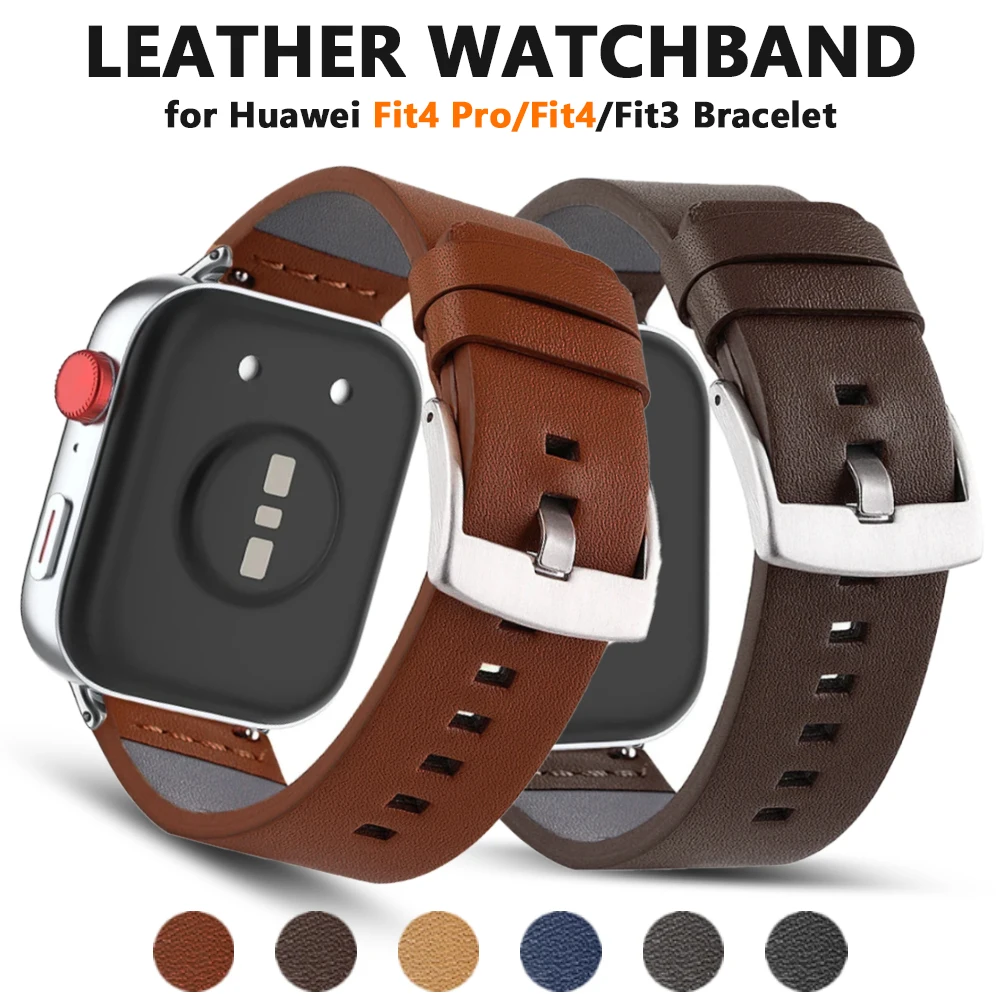 Pulseira de couro masculina para huawei watch fit 4 pro, pulseira substituída, pulseira elegante para huawei fit 4, acessórios para huawei fit 3