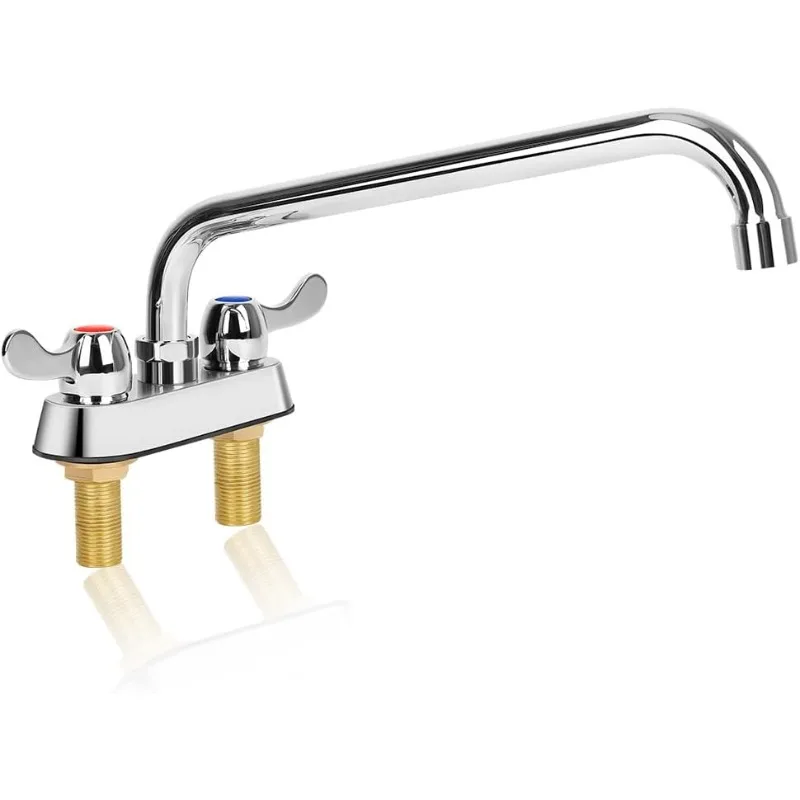 

Deck Mount Bar Sink Faucet with 12" Swivel Spout, 4 Inch Center Commercial Utility Sink Faucet for Kitchen Laundry Restaurant