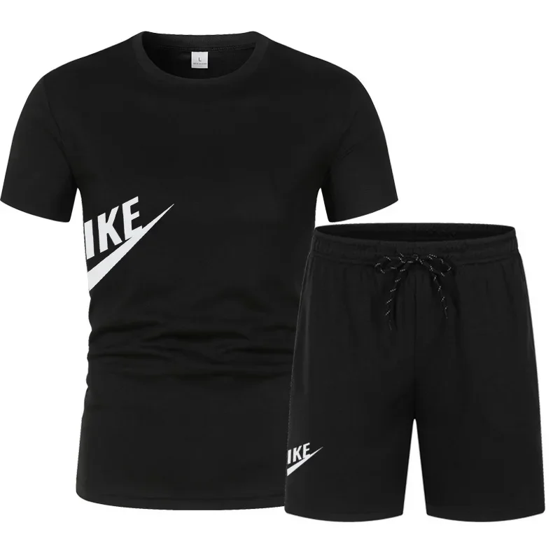

2026 Men's Summer T-shirt and Shorts Set Men's Breathable Sportswear Set Casual and Fashionable Short-sleeved T-shirt Set