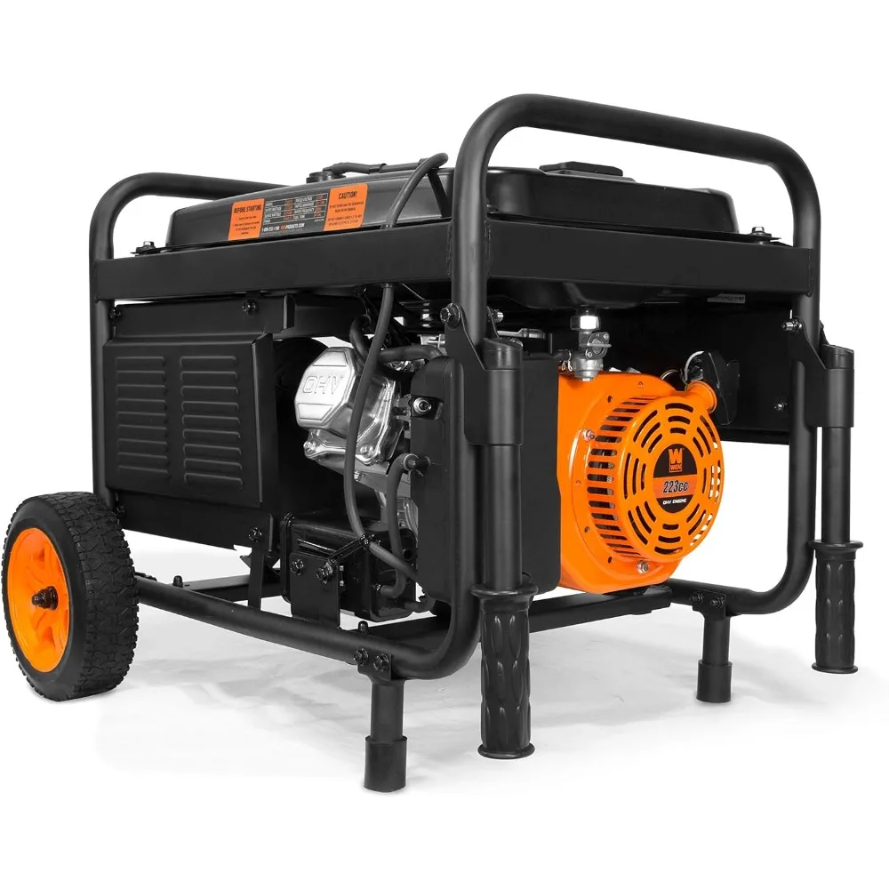 4750-Watt Portable Generator with Electric Start and Wheel Kit, Yellow and Black