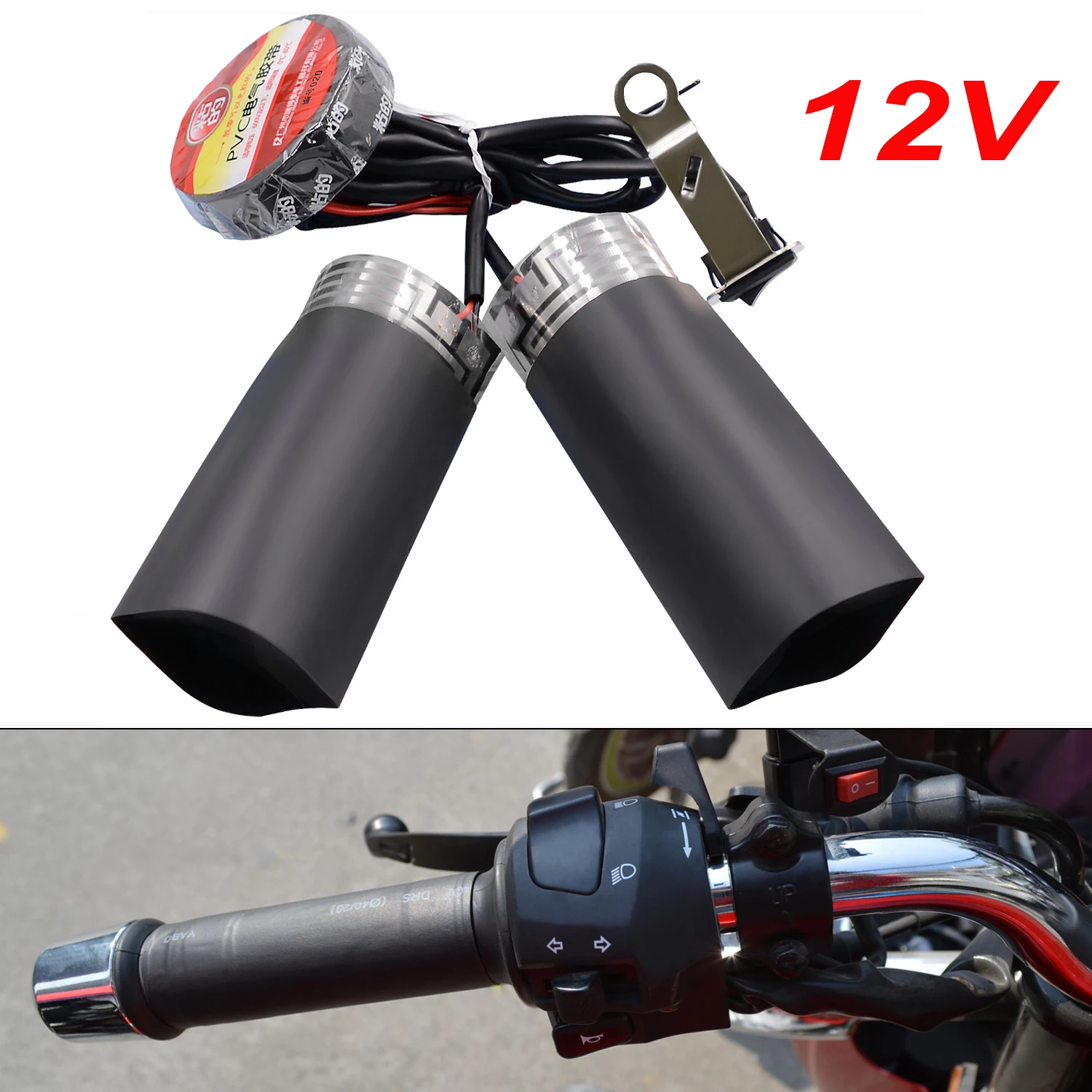 Motorcycle Heated Handles Grips ATV Snowmobile Handlebar Heater Warmer Kit For Suzuki Yamaha Heated Steering Wheel 12V Universal