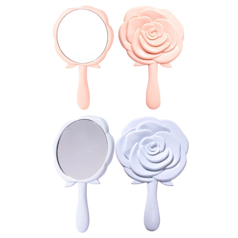 

3D Rose Mirrored Hand Mirrored with Handle Small Mirrored Retro Mirrored Travel Mirrored Makeup Mirrored for Girls