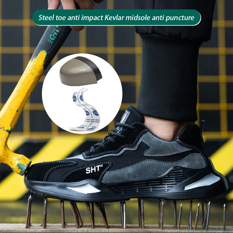 Safety Shoes Men's Work Shoes Air Cushions Are Not Easy to Damage Sports Shoes Anti Puncture Safety Boots Protection