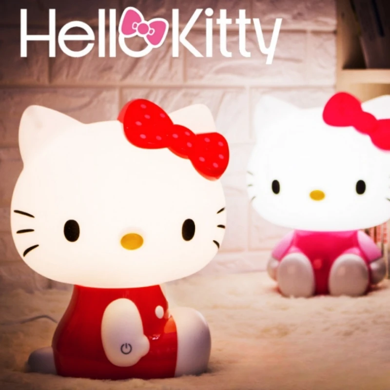 

Sanrioed Kawaii Anime Hello Kitty Touch Night Light 3 Speed Adjustment Sleep Eye Protection Lamp Cartoon Luminous Toys