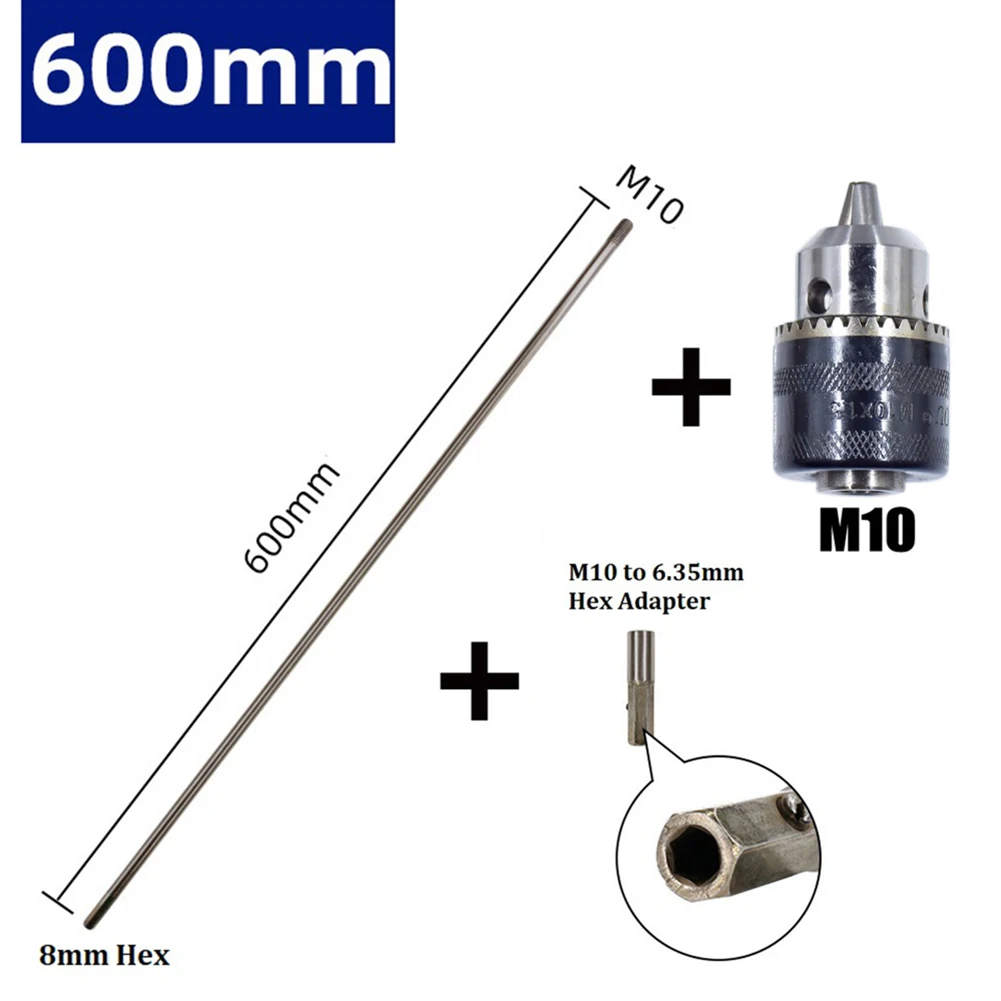 Imagem -06 - Extensão de Broca Conectar Rod M10 Mandril Perfuração Profunda Extensão Hex Suporte Ferramenta de Poder 300600 mm Conjunto