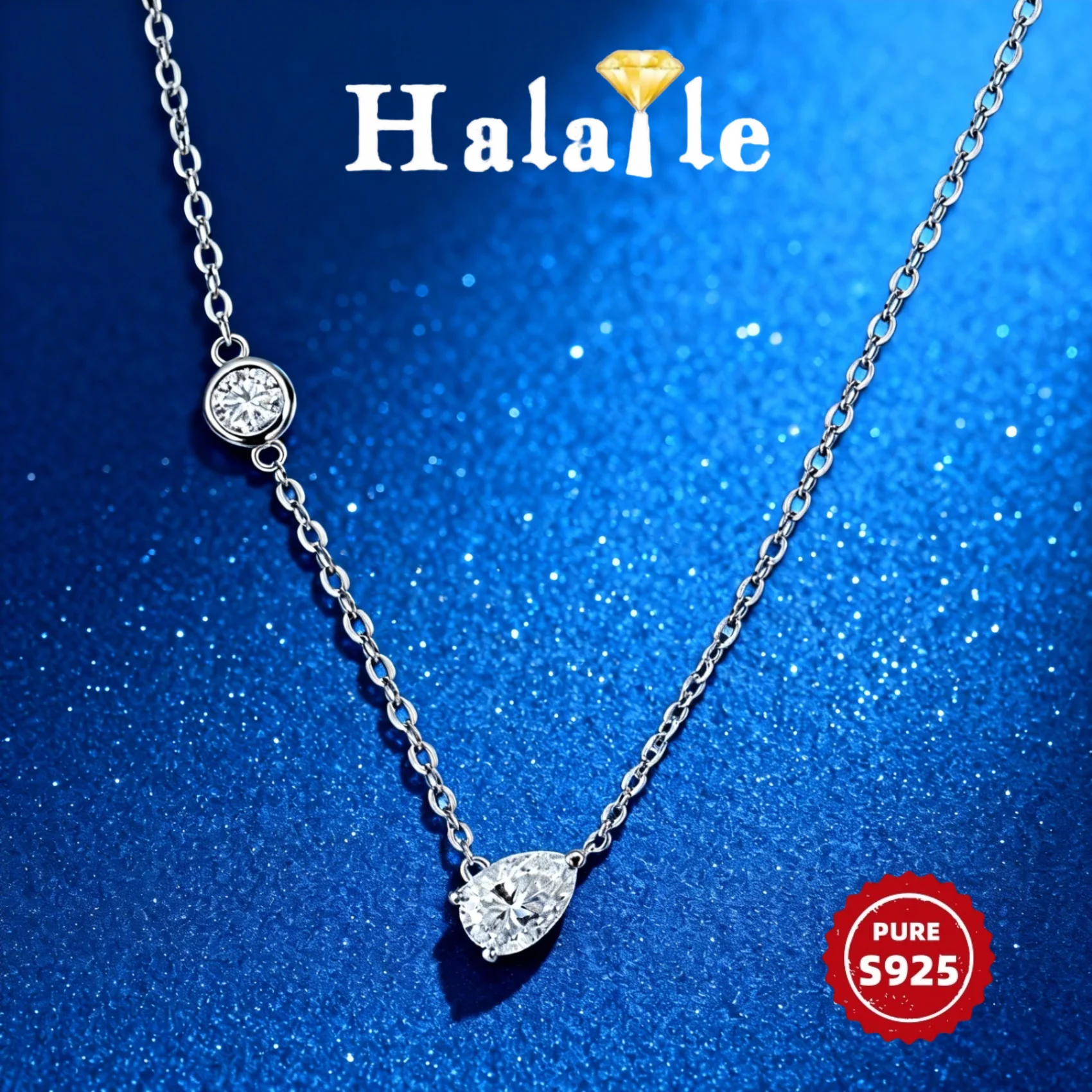 

Halaile 1.25CT Moissanite Necklace 100% S925 Sterling Silver Pear Pendant For Women Sparkling Fine Jewelry Light Luxury Gift