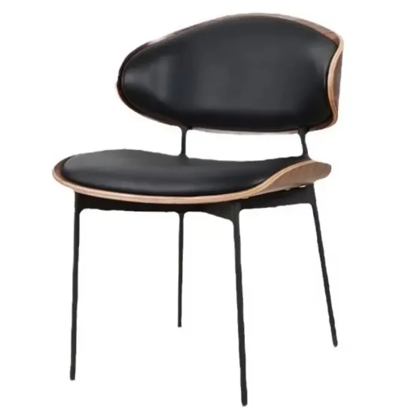 Luxury Upholstered Dining Chair Designer Bentwood with Leather Cushion Comfortable for Coffee Study Room