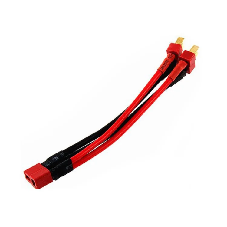 10 pçs conectoreans extensão de bateria dupla y divisor t plug adaptador cabo 14awg leva para rc lipo bateria fio paralelo harne