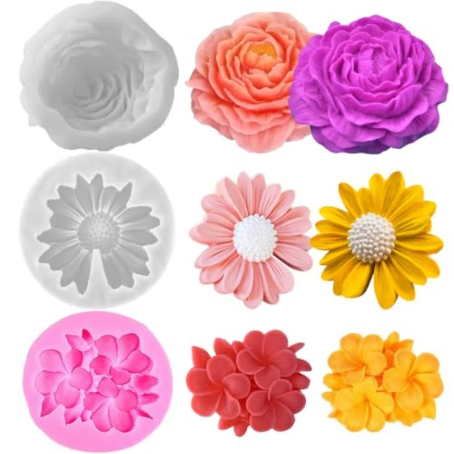 Peony, Daisy and Egg Flower Shapes, for Candle, Soap, Plaster and Clay Crafts