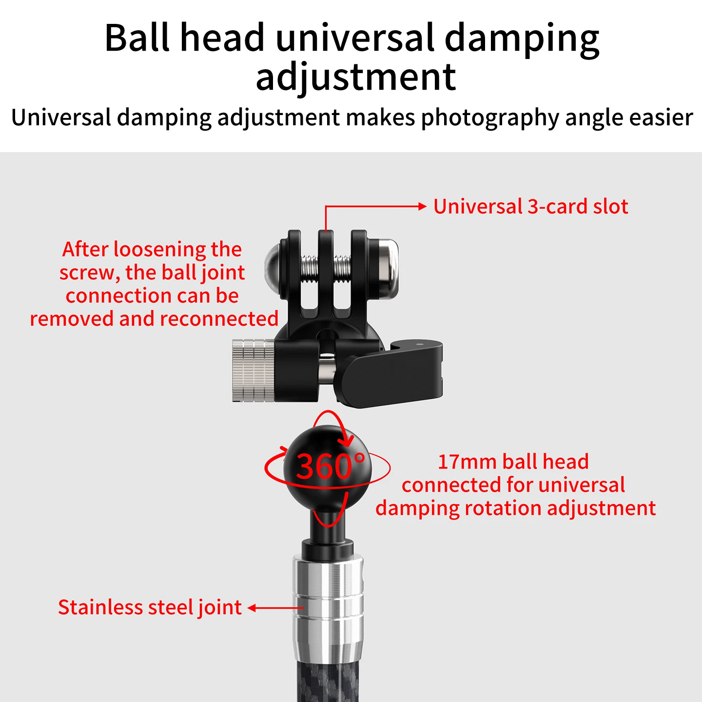 D12mm Carbon Fiber Tube Action Kamera Stativ Einbeinstativ Ausziehbare Selfie Stick Pole für GoPro 13 12 11 10 9 für Insta360 X2 X3 – Detail 2