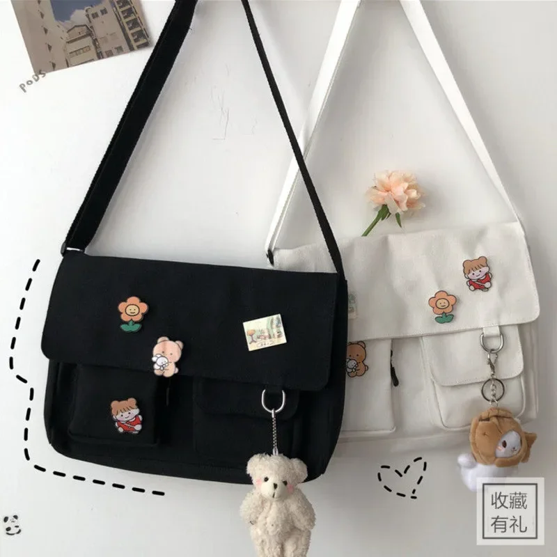 

2025 Women Simple Crossbody Bag Cute Casual Satchel Girls Shoulder Bag Pouch Women Sweet Printed Canvas Cross School Bags Purse