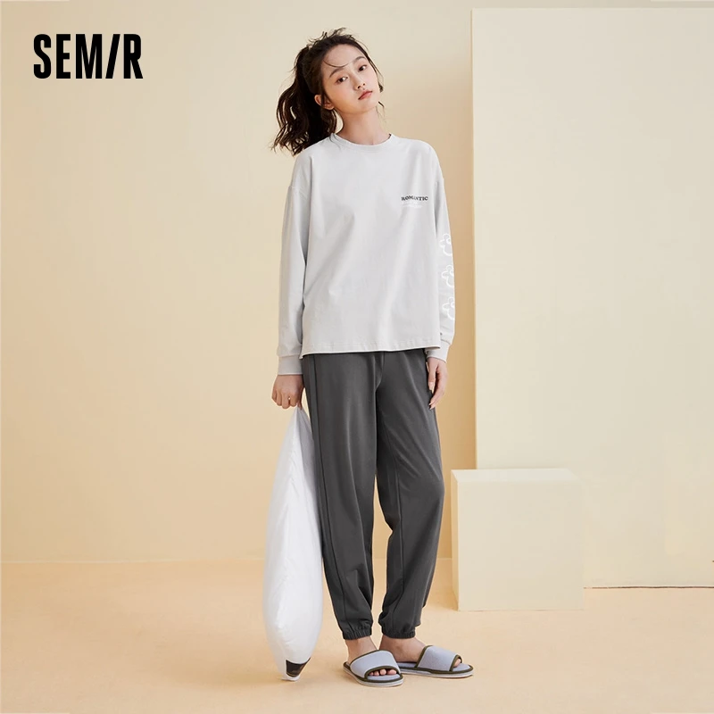 Semir Long-Sleeved Pajamas Women Pure Cotton New Autumn Casual Simple Can Be Worn Outside Pajamas Set