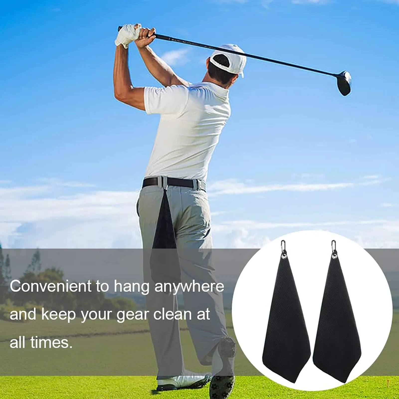 

2pcs 40*40cm Golf Towels with Clip for Golf Bag for Men Women Golfer Microfiber Fabric Waffle Pattern Golf Cleaning Tool