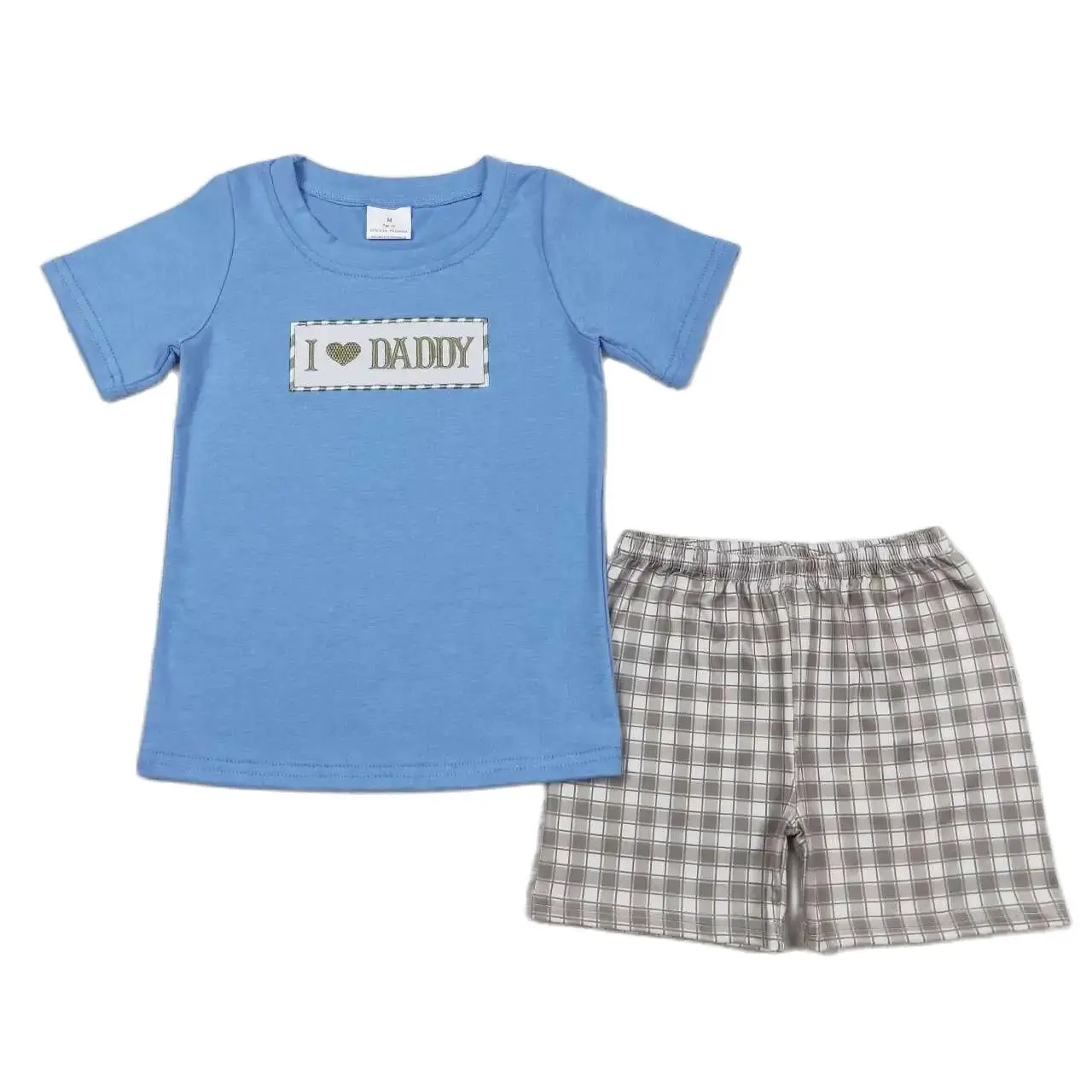 

BSSO0640 Kids Boys Summer Outfit Sets Short Sleeves Top I Love Daddy Embroidered Letters Print With Shorts Children Clothes