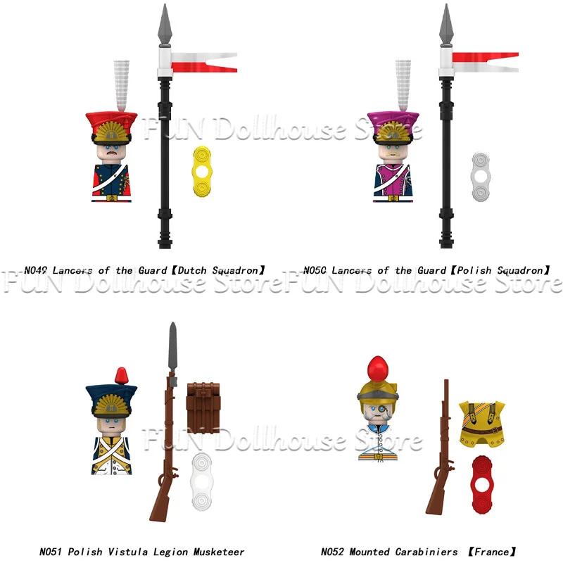 Mittelalterliche Militär-Figuren aus den Napoleonischen Kriegen, Bausteine für Britische, Französische und Preußische Infanterie, Ritter, Generäle, Waffen, Spielzeug