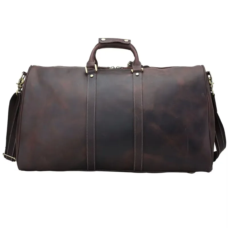 Factory Supply Wholesale Custom Top Grained Leather Sports Tote Bag Leather Travel Duffel Bag Leather Fitness Bag