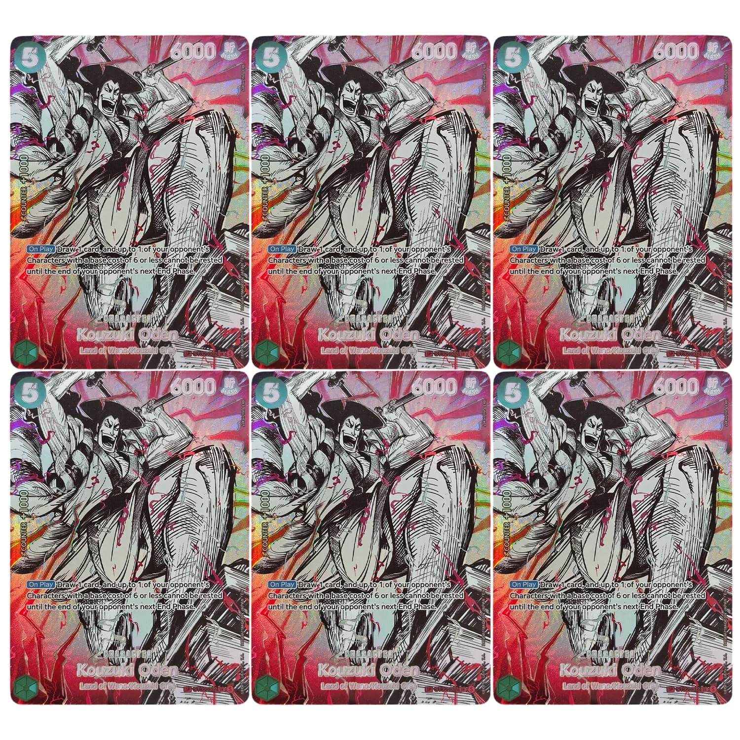 Carte de collection de jeu de personnage verte SR, Proxy anglais One Piece OP17 SP Conqueror's Haki Kouzuki Oden ST32-002, fabriquée par soi-même