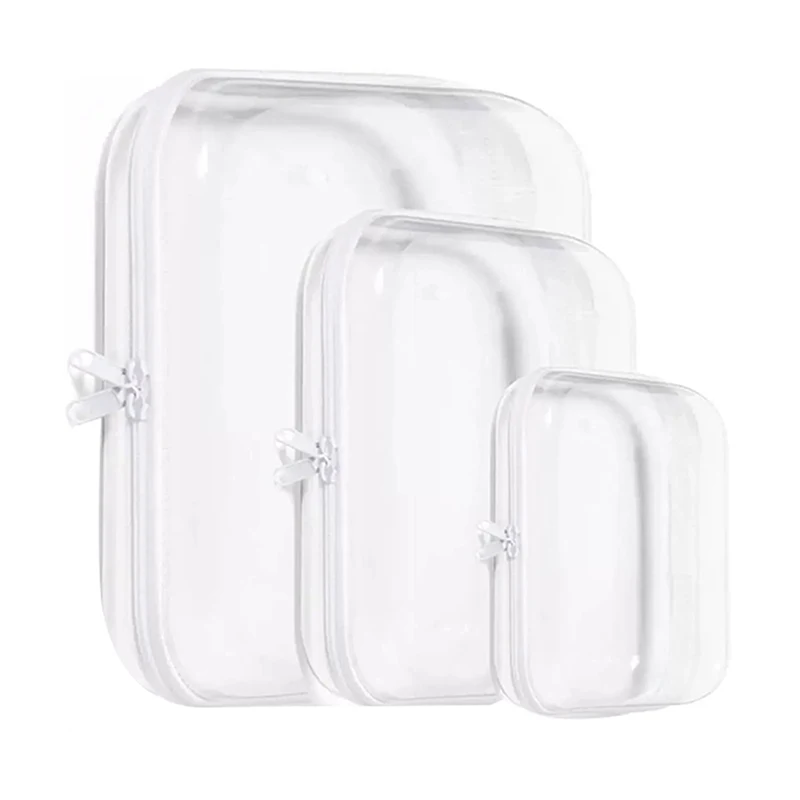 

Double Zippered Hard Pouch Stackable Toys Storage Bin Zippered Blocks Set Toy Storage Organizer Case Clear Cosmetics Bag Home