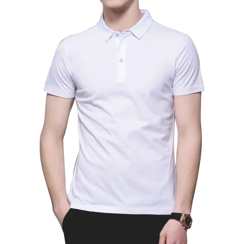 Yaz düz renk açık rahat yaka kısa kollu günlük iş kısa kollu Tops 2024 yeni Unisex Polo gömlekler