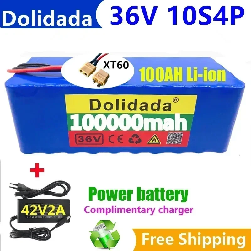 100% brand new 18650 36V10S4P1000000 mAh battery pack 1000W high-power battery with BMS+42V2A charge