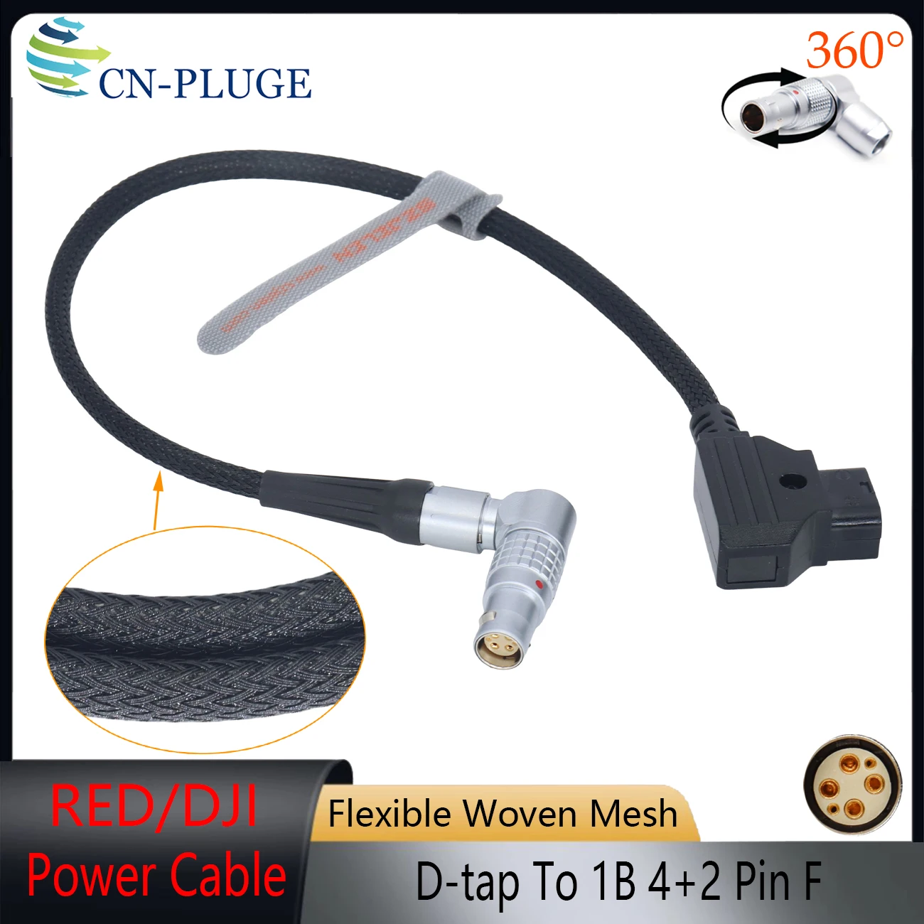D-TAP To Right Angle 1B 6+2 Pin Female For RED Epic/Gemini/SCARLE/V-RAPTOR /DJI Ronin 4D Camera Power Cord  Flexible woven mesh