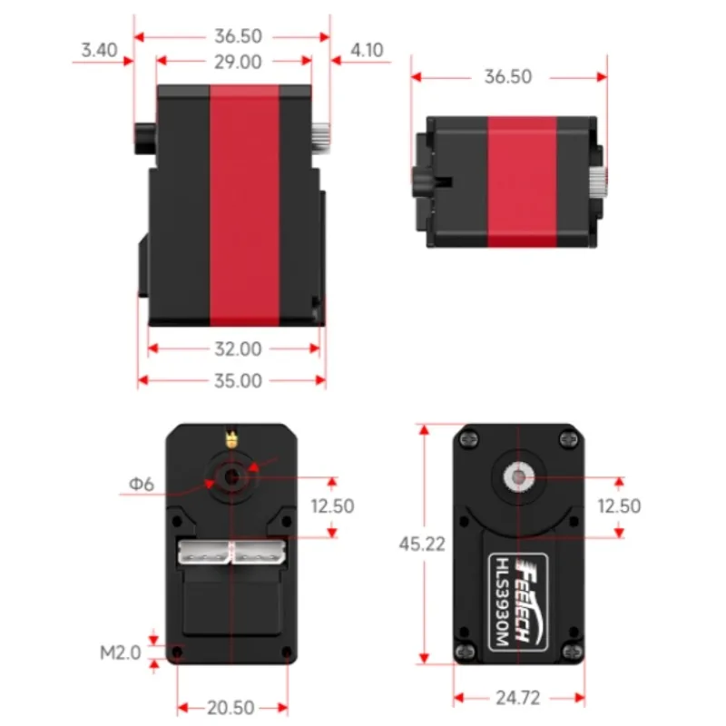 Koppel Controle 35Kg.cm Volledig Metalen Dubbele As TTL Robot Servomotor Voeten HL3930M Constante Kracht Servo voor Robot Armatuur Grip