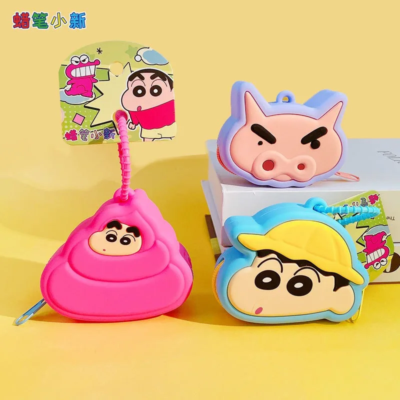 

For Crayon Shin-chan Silicone Change Bag Anime Doll Cartoon Cute Beauty Wemen Doll Schoolbag Pendant Storage Accessories